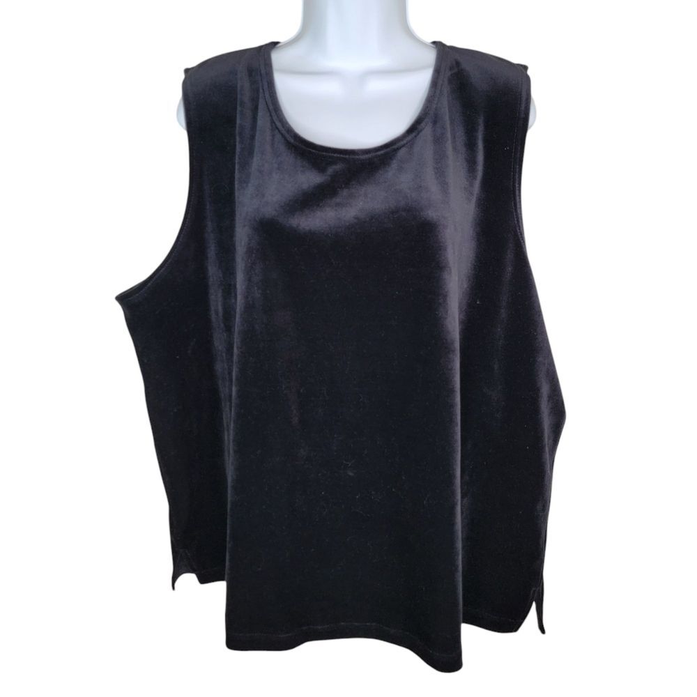 Bob Mackie Wearable Art Black Velvet Tank Top Camisole Shell Sizw 3x